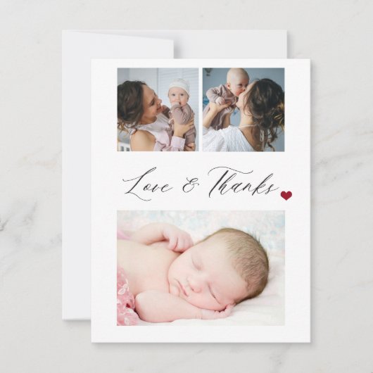 Baby shower 3 Fotocollage liefde en bedankt script (Voorkant)