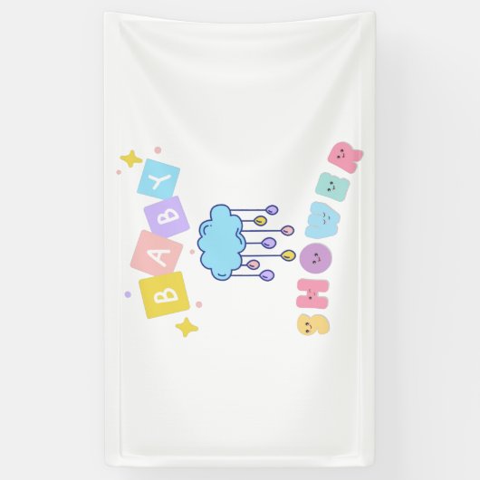 Baby Shower 3x5 Vinyl Spandoek (Verticaal)
