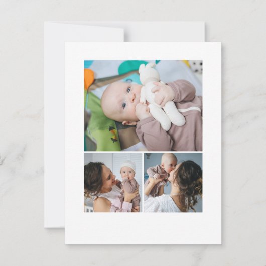 Baby shower 4 foto's eenvoudig script modern bedankkaart (Achterkant)