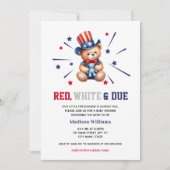 Baby shower 4 juli Beer rood wit due Kaart (Voorkant)