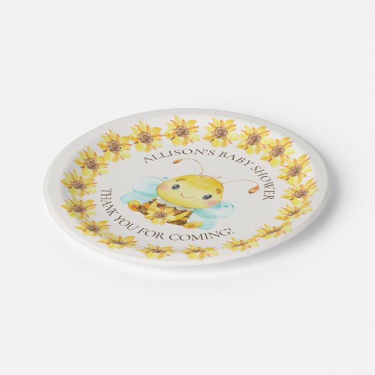 Baby shower 7-inch Bord met zoete honingbijen (Gekanteld)