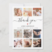 Baby shower 9 foto collage dank je chic script (Voorkant)