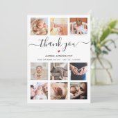 Baby shower 9 fotocollage dank u chic script (Staand voorkant)