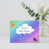 Baby shower Aangepast met Cloud Umbrellas Rainbow Briefkaart (Staand voorkant)