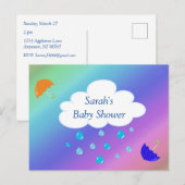 Baby shower Aangepast met Cloud Umbrellas Rainbow Briefkaart (Voorkant / Achterkant)