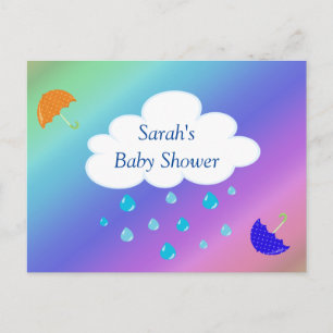 Baby shower Aangepast met Cloud Umbrellas Rainbow Briefkaart