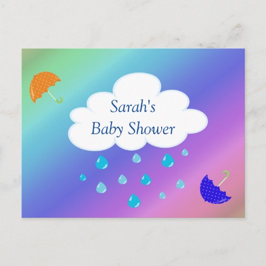 Baby shower Aangepast met Cloud Umbrellas Rainbow Briefkaart (Voorkant)