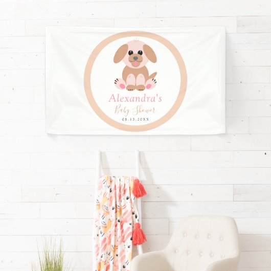 Baby shower Aangepast Neutraal Puppy Welkom Spandoek (Insitu)