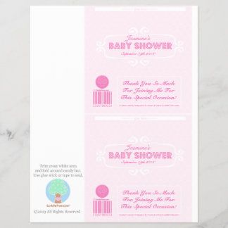 Baby shower Aangepast Snoep Wrappers Roze Flyer