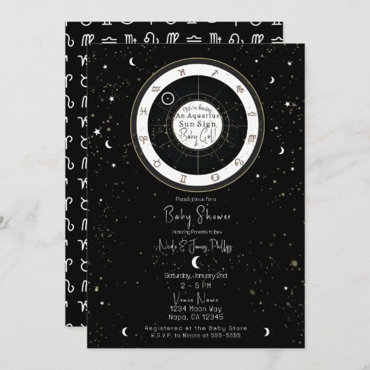 Baby shower aangepaste asstrologie Sun Sign Horosc Kaart (Voorkant / Achterkant)