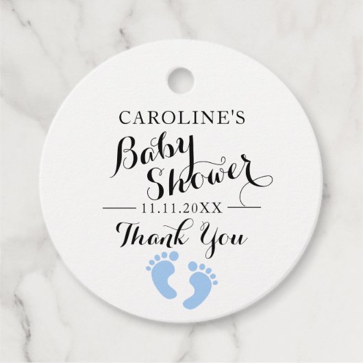 Baby shower Aangepaste blauwe Baby Bedankjes Labels (Voorkant)