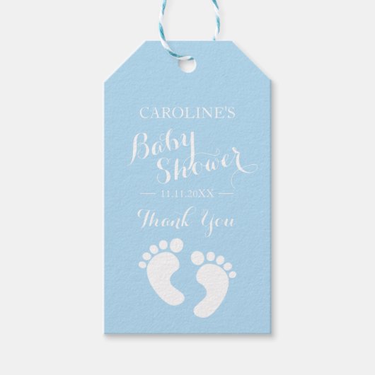 Baby shower Aangepaste blauwe Baby Cadeaulabel (Voorkant)