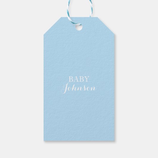 Baby shower Aangepaste blauwe Baby Cadeaulabel (Achterkant)
