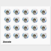 Baby shower Aangepaste Foto Blauwe Waterverf Dank  Ronde Sticker (Vel)