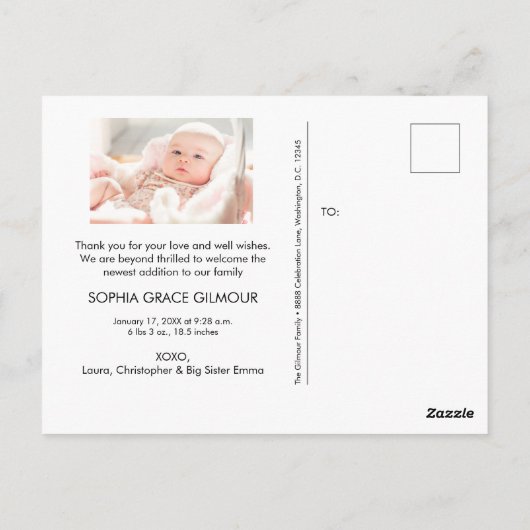 Baby shower Aangepaste foto's van modern tweede ba Briefkaart (Achterkant)