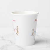 Baby shower Aangepaste naam Giraffe Kangaroo Papieren Bekers (Links)