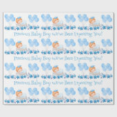 Baby shower aangepaste tekst jongen blauwe ballonn cadeaupapier (Vlak)