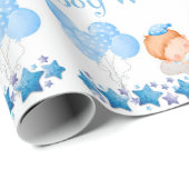 Baby shower aangepaste tekst jongen blauwe ballonn cadeaupapier (Rol Hoek)