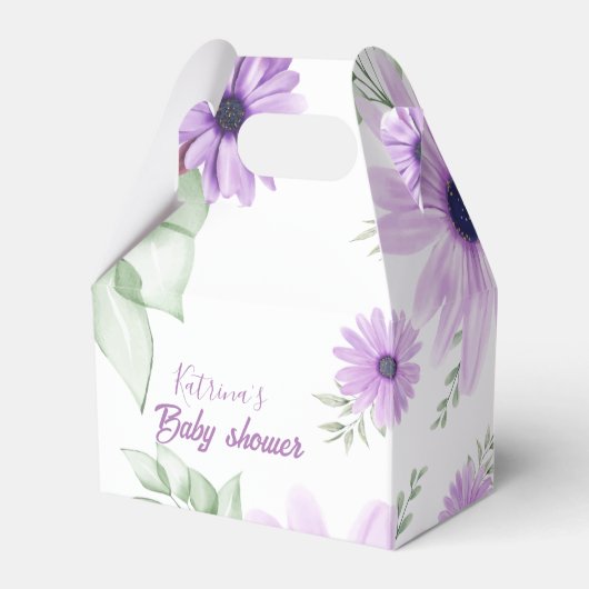 Baby shower Aangepaste Violet Waterverf Flowers Bedankdoosjes (Voorkant Zijde)