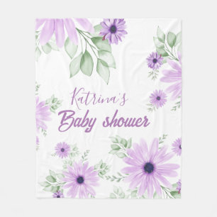 Baby shower Aangepaste Violet Waterverf Flowers Fleece Deken