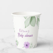 Baby shower Aangepaste Violet Waterverf Flowers Papieren Bekers (Voorkant)