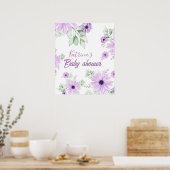 Baby shower Aangepaste Violet Waterverf Flowers Poster (Keuken)