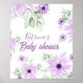 Baby shower Aangepaste Violet Waterverf Flowers Poster (Voorkant)