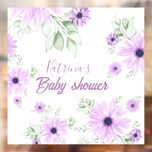 Baby shower Aangepaste Violet Waterverf Flowers Raamsticker (Vel 2)