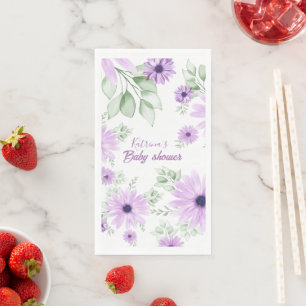Baby shower Aangepaste Violet Waterverf Flowers Servet