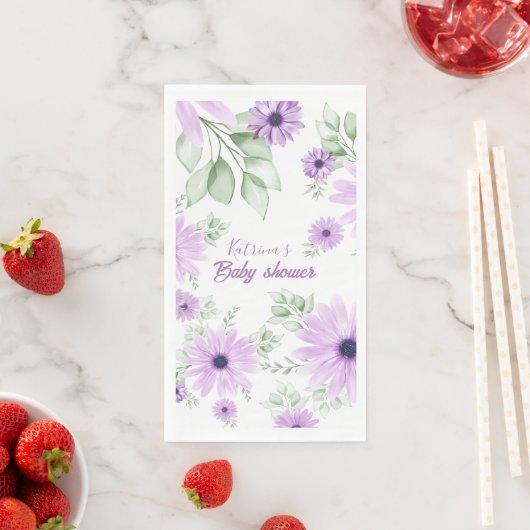 Baby shower Aangepaste Violet Waterverf Flowers Servet (Insitu)