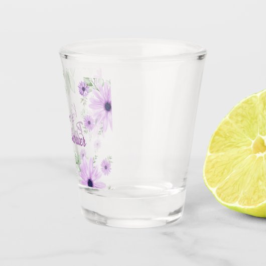 Baby shower Aangepaste Violet Waterverf Flowers Shot Glas (Rechts)