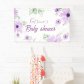 Baby shower Aangepaste Violet Waterverf Flowers Spandoek (Insitu)