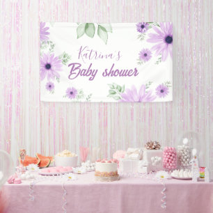 Baby shower Aangepaste Violet Waterverf Flowers Spandoek