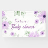 Baby shower Aangepaste Violet Waterverf Flowers Spandoek (Horizontaal)