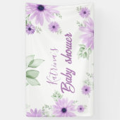 Baby shower Aangepaste Violet Waterverf Flowers Spandoek (Verticaal)