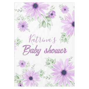 Baby shower Aangepaste Violet Waterverf Flowers Tafelkleed