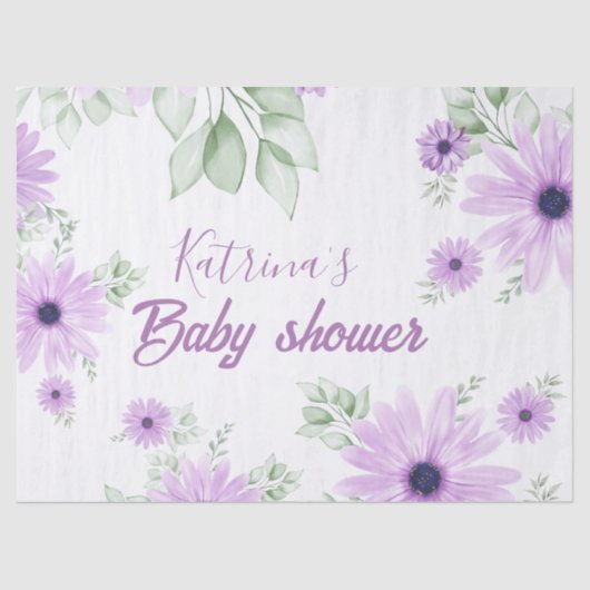 Baby shower Aangepaste Violet Waterverf Flowers Tissuepapier (Voorkant)