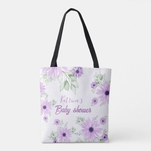 Baby shower Aangepaste Violet Waterverf Flowers Tote Bag (Achterkant)