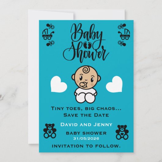 Baby Shower Aankomst Viering Save The Date (Voorkant)