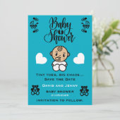 Baby Shower Aankomst Viering Save The Date (Staand voorkant)
