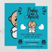 Baby Shower Aankomst Viering Save The Date (Voorkant / Achterkant)