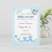 Baby shower aankondiging voor TWIN JONGENS (Staand voorkant)