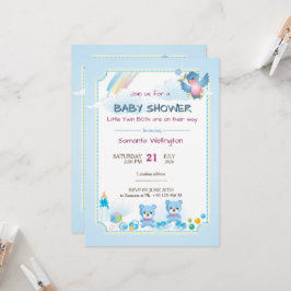 Baby shower aankondiging voor TWIN JONGENS