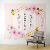 Baby Shower aanstaande moeder roze bloemen meisje Wandkleed (In Situ (horizontaal))