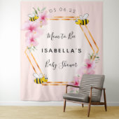 Baby Shower aanstaande moeder roze bloemen meisje Wandkleed (In situ)