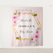 Baby Shower aanstaande moeder roze bloemen meisje Wandkleed (Voorkant)