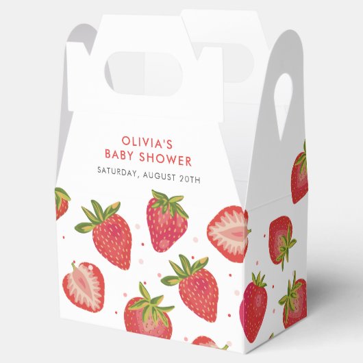 Baby shower aardbeien bedankdoosjes (Geopend)
