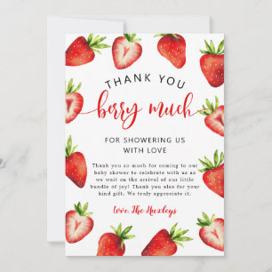 Baby shower aardbeien bedankkaart