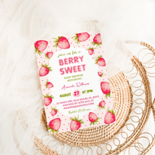 Baby shower aardbeien kaart