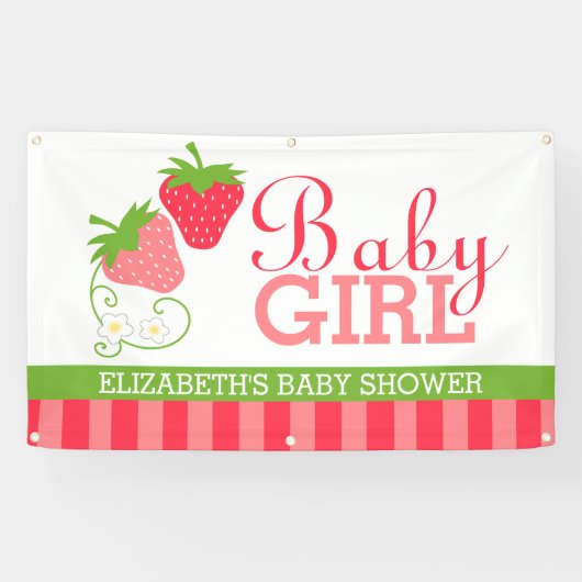 Baby shower aardbeien spandoek (Horizontaal)
